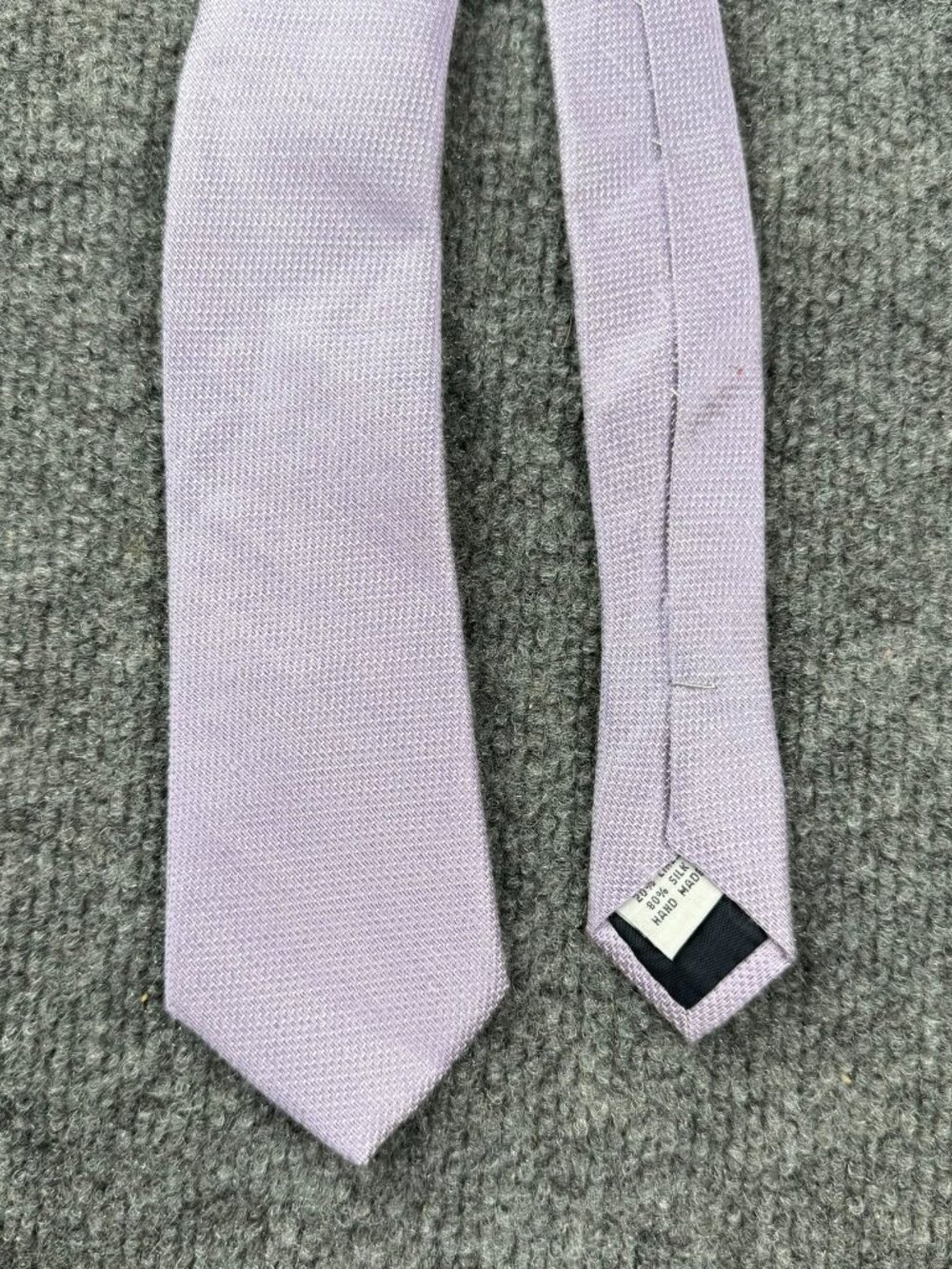 The Tie Bar Necktie Lavender Purple Silk Linen Textured Woven Skinny Tie 2.5"